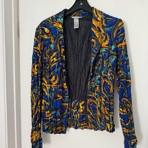 Alberto Makali Blue and Yellow Blazer with Abstract Design